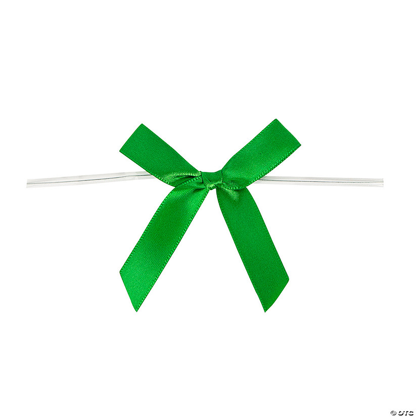 Bulk  50 Pc. Green Twist Tie Satin Bows Image