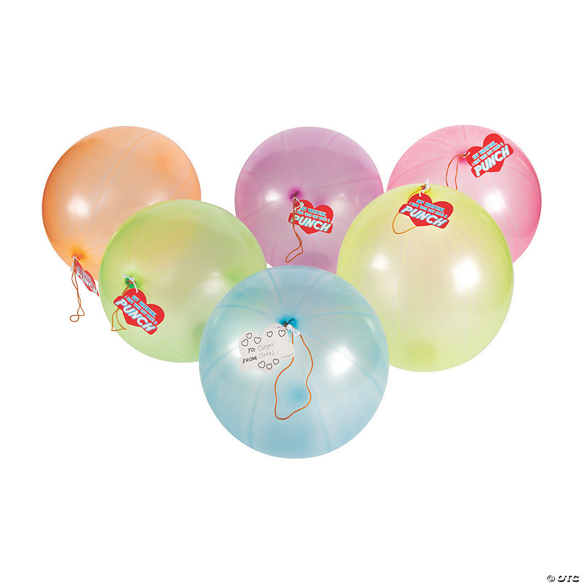 Bulk 50 Pc. Latex Punch Ball Balloon Valentine Exchanges with Card Image
