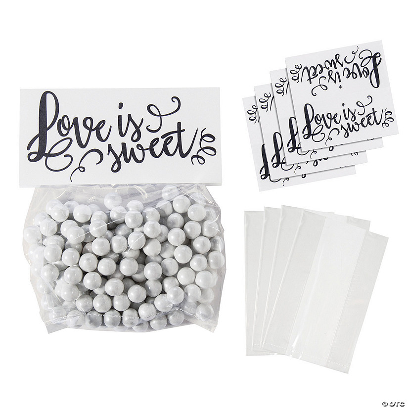 Bulk  50 Pc. Love Is Sweet Cellophane Treat Bags with Topper Image