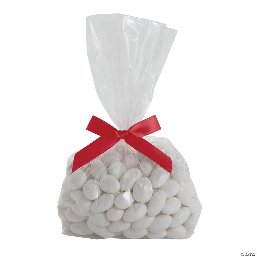 Bulk  50 Pc. Medium Clear Cellophane Bags with Red Bow Kit Image