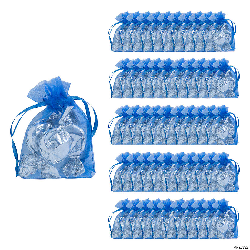 Bulk  50 Pc. Mini Navy Blue Organza Drawstring Treat Bags Image