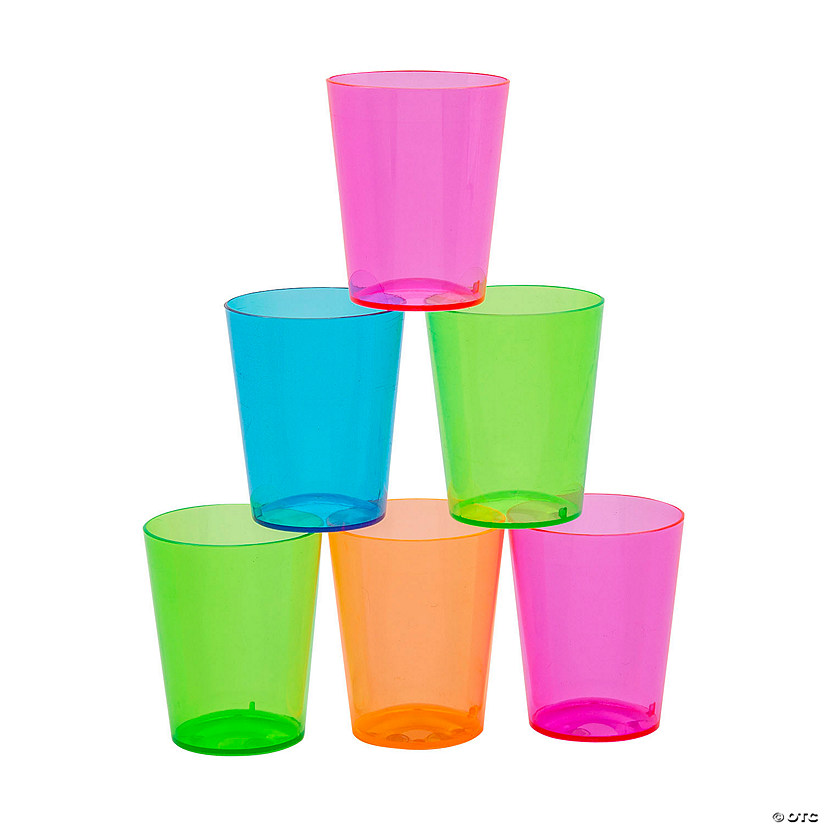 Bulk 50 Pc. Neon Plastic Shot Glasses Image