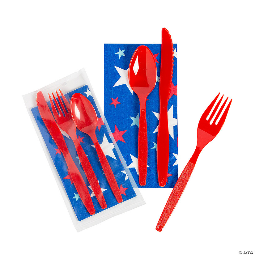 Bulk 50 Pc. Patriotic Disposable Cutlery Packets Image