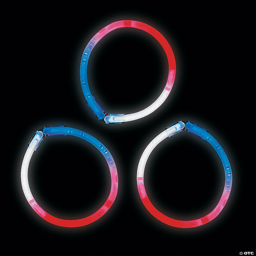 Bulk 50 Pc. Patriotic Glow Tri-Color Bracelets Image