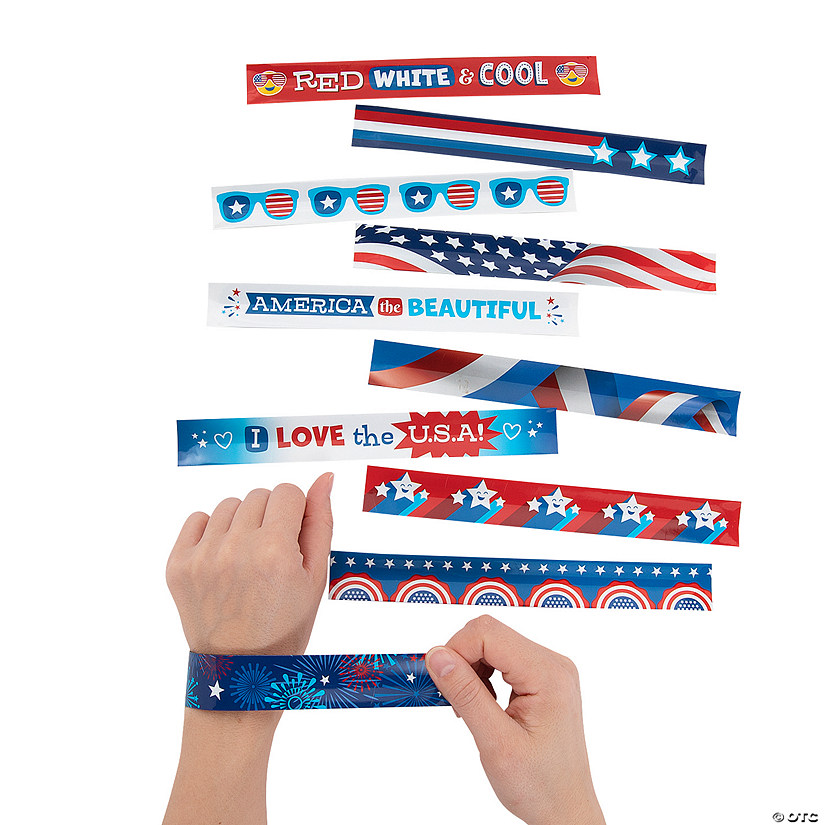 Bulk 50 Pc. Patriotic Slap Bracelet Assortment Image