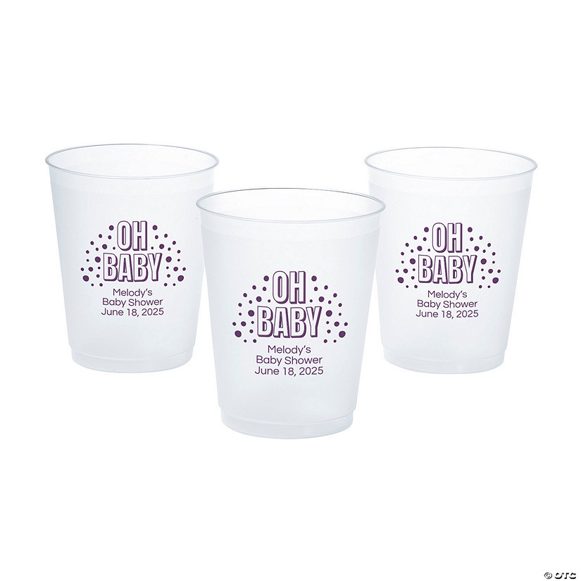 Bulk 50 Pc. Personalized Baby Shower Reusable BPA-Free Frosted Plastic Cups Image