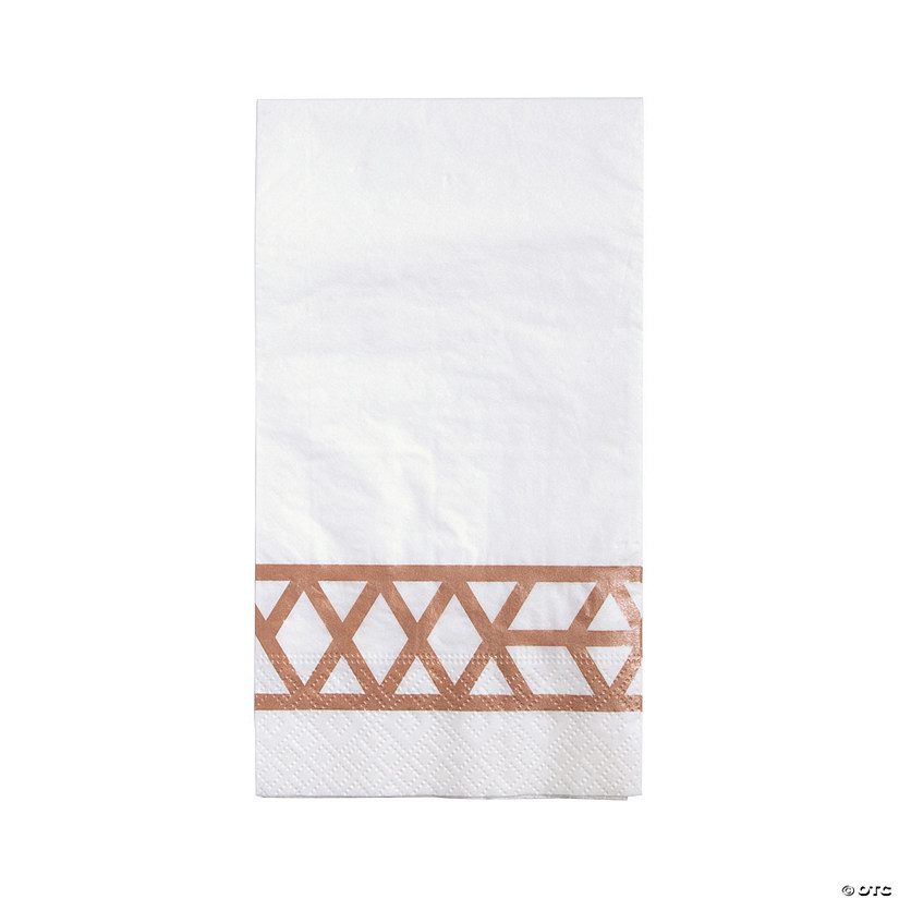 Bulk  50 Pc. Premium White Paper Napkin with Rose Gold Design Image