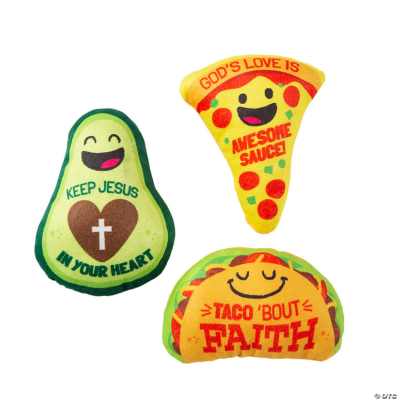 Bulk 50 Pc. Religious Food Pun Avocado Taco Pizza Stuffed Characters Image