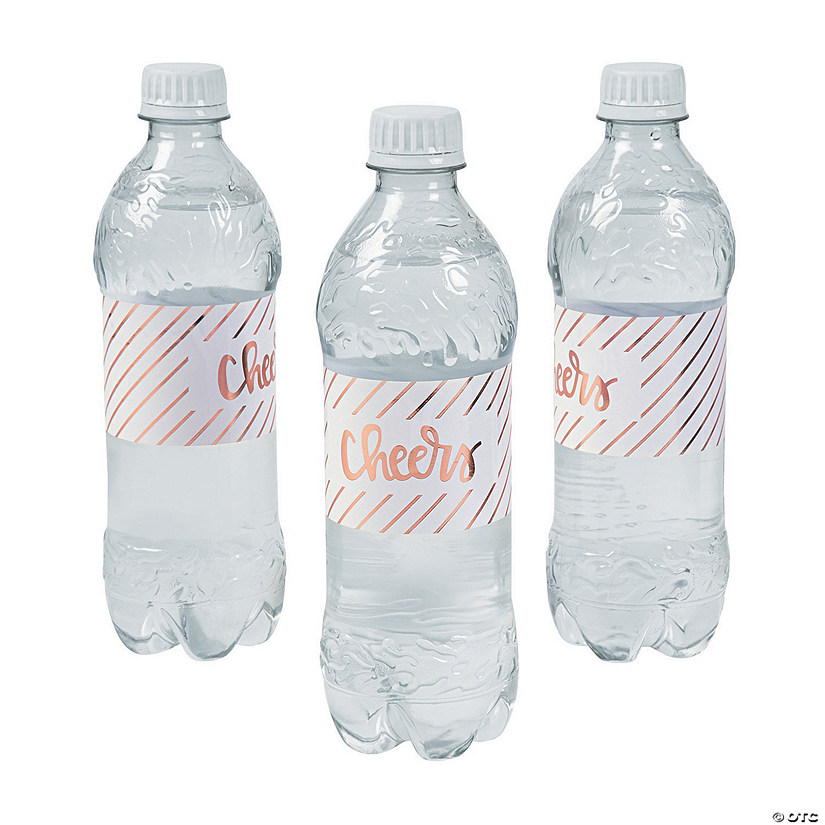 Bulk  50 Pc. Rose Gold Cheers Water Bottle Labels Image