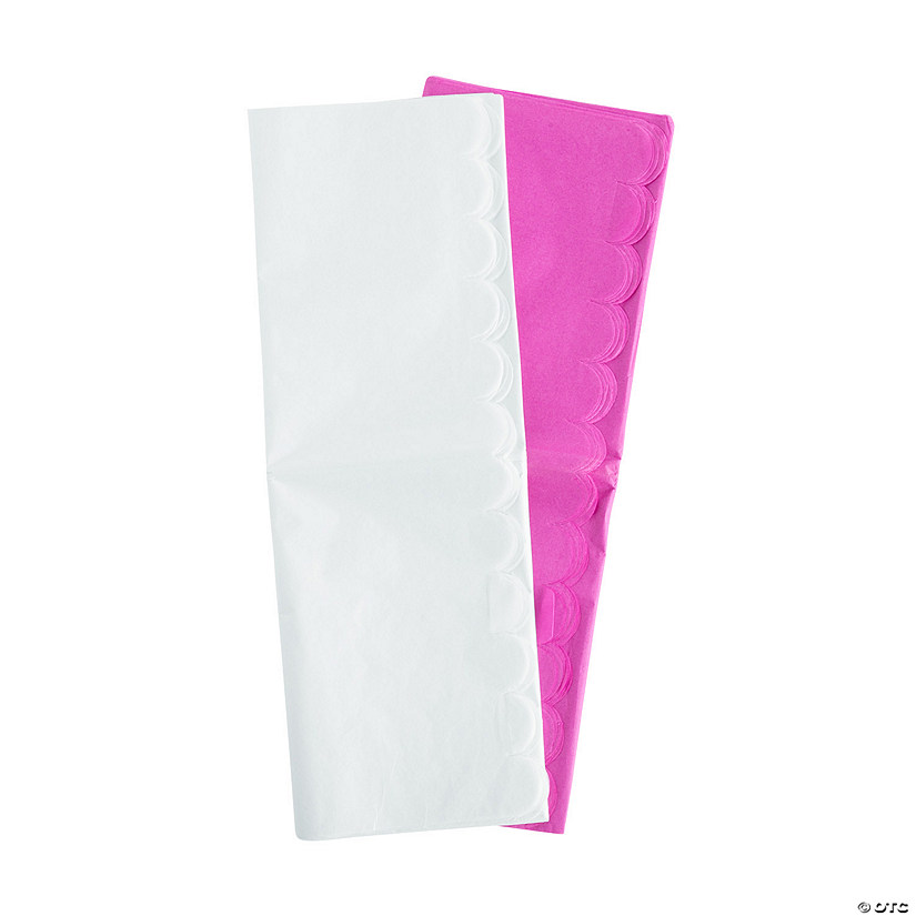 Pink and White 2-Pack Scalloped Tissue Paper, 4 sheets - Tissue