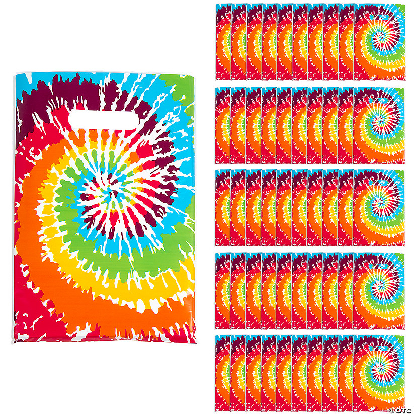Bulk  50 Pc. Tie-Dye Pattern Plastic Goody Bags Image