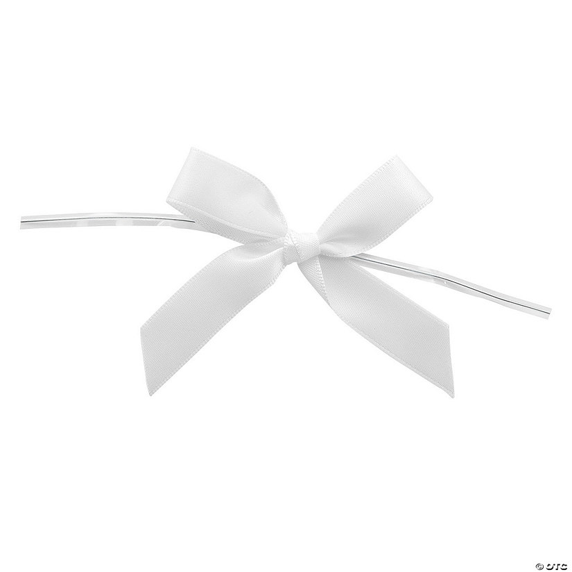 Bulk  50 Pc. White Twist Tie Satin Bows Image