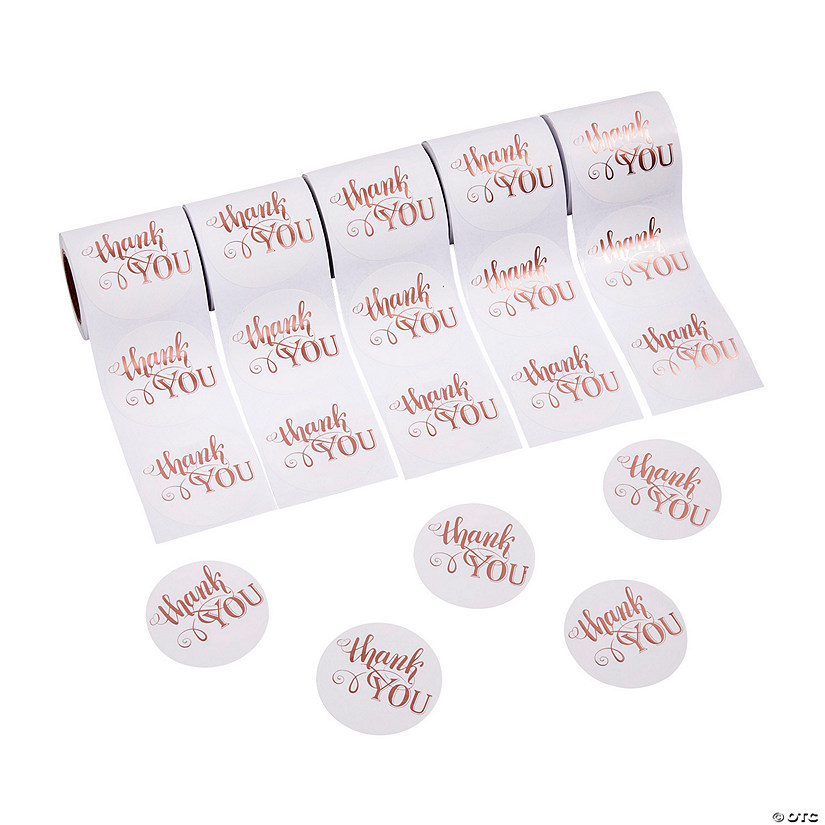 Bulk 500 Pc. Rose Gold Foil Thank You Stickers Image