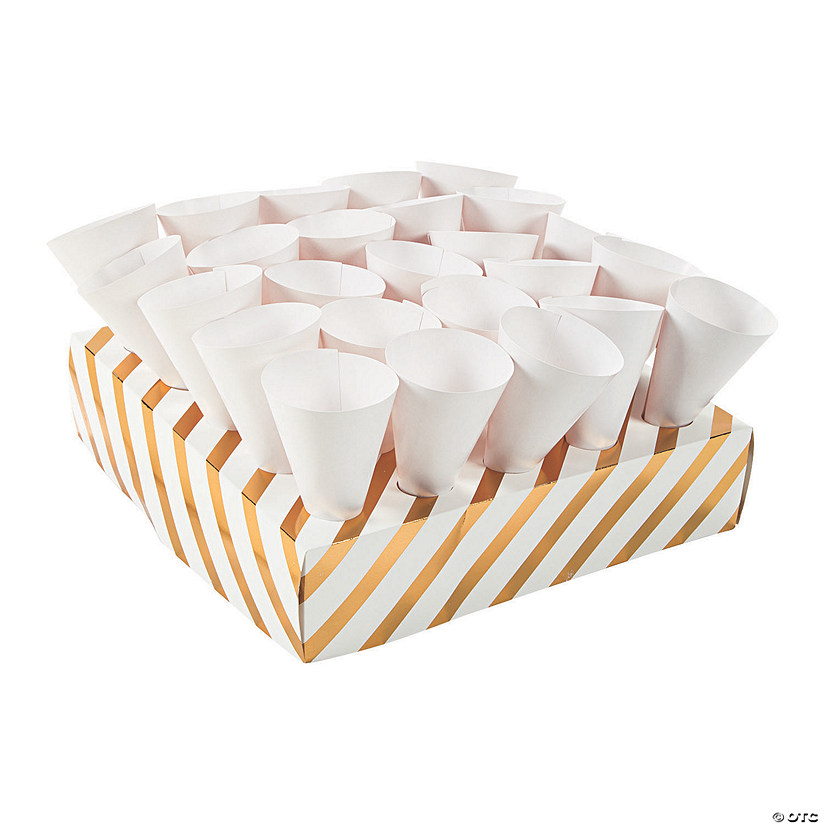 Bulk  52 Pc. Gold Foil Treat Tray with Cones Image