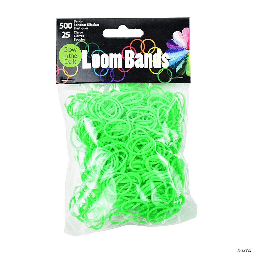 Bulk 525 Pc. Glow-in-the-Dark Loom Bands with Plastic Clasps Image