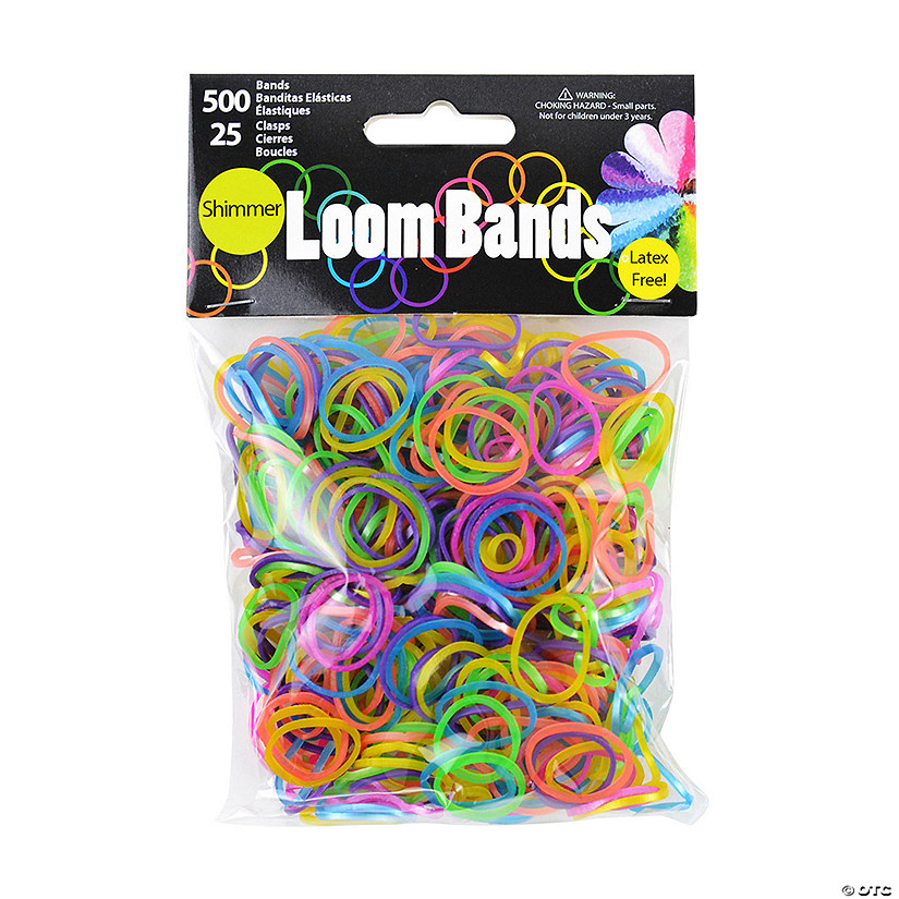 Bulk 525 Pc. Shimmer Loom Bands with Plastic Clasps Image