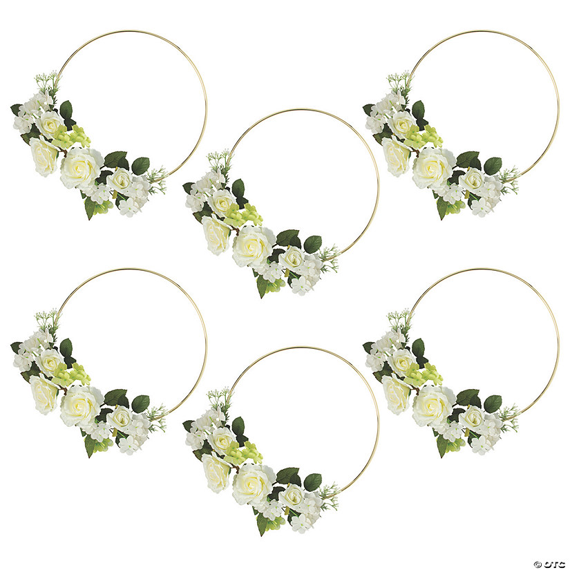 Bulk 6 Pc. Premium Gold Hoop Decoration with Gardenias Image