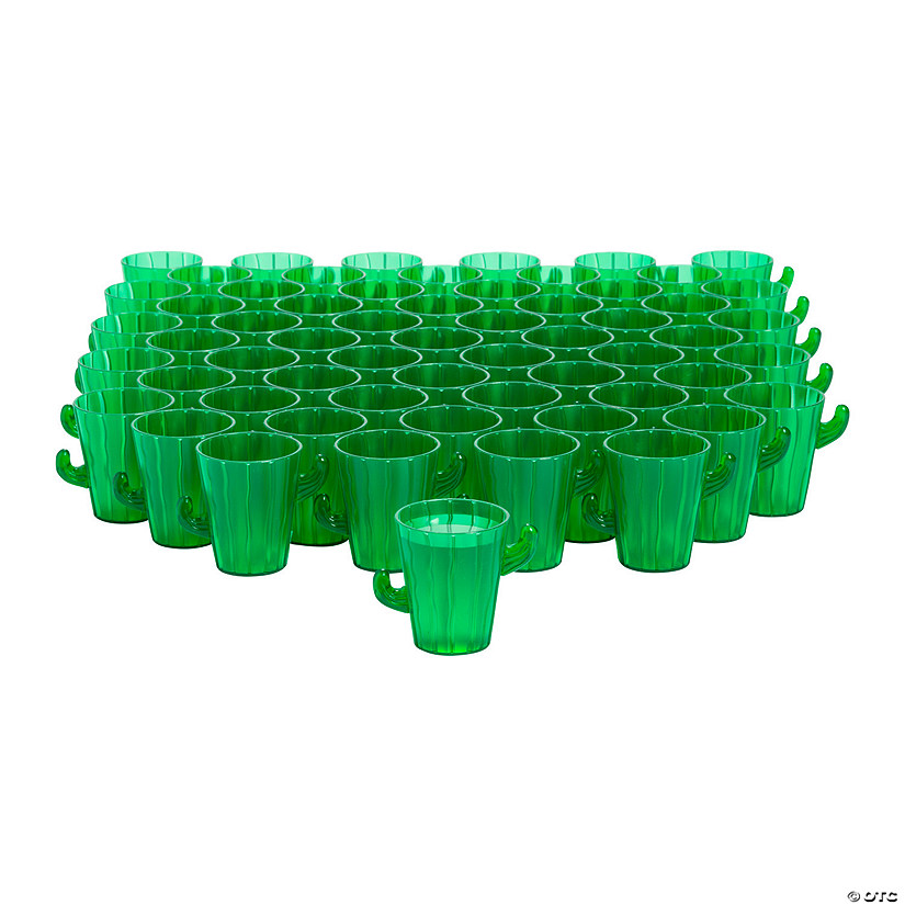 Bulk  60 Ct. Green Cactus Plastic Shot Glasses Image