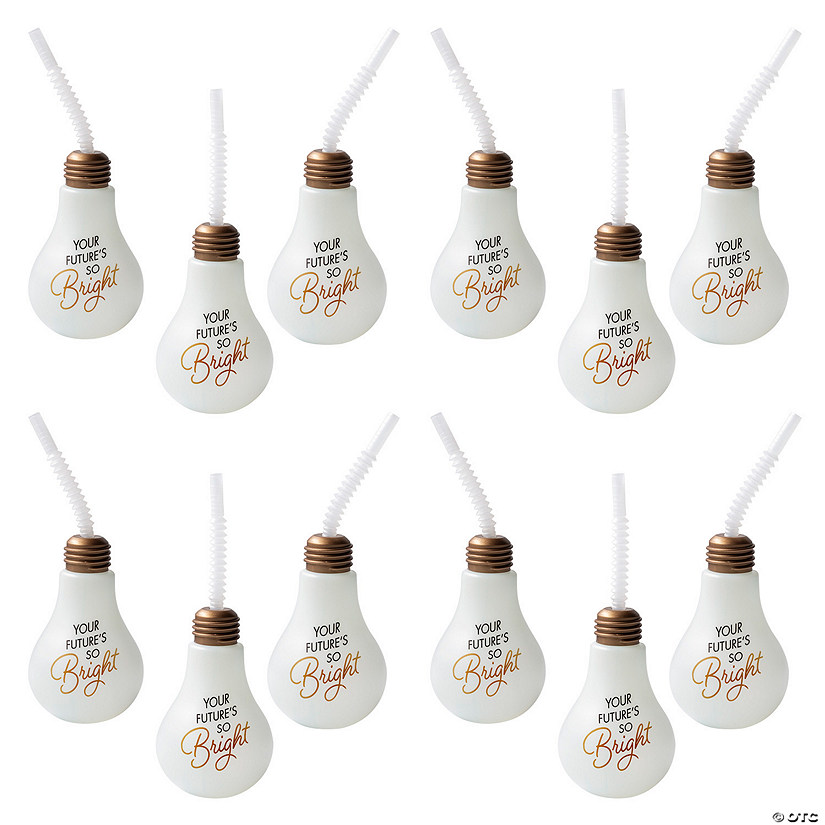 Bulk 60 Pc. Grad Lightbulb Cups with Lids & Straws | Oriental Trading