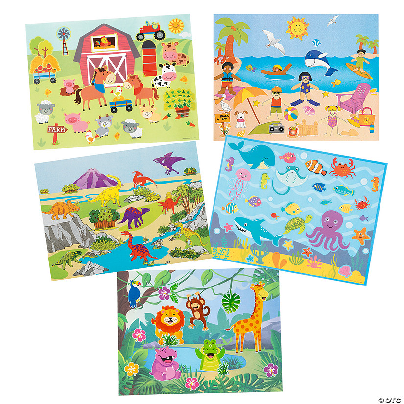 Bulk 60 Pc. Large Paper Sticker Scene Assortment Kit Image