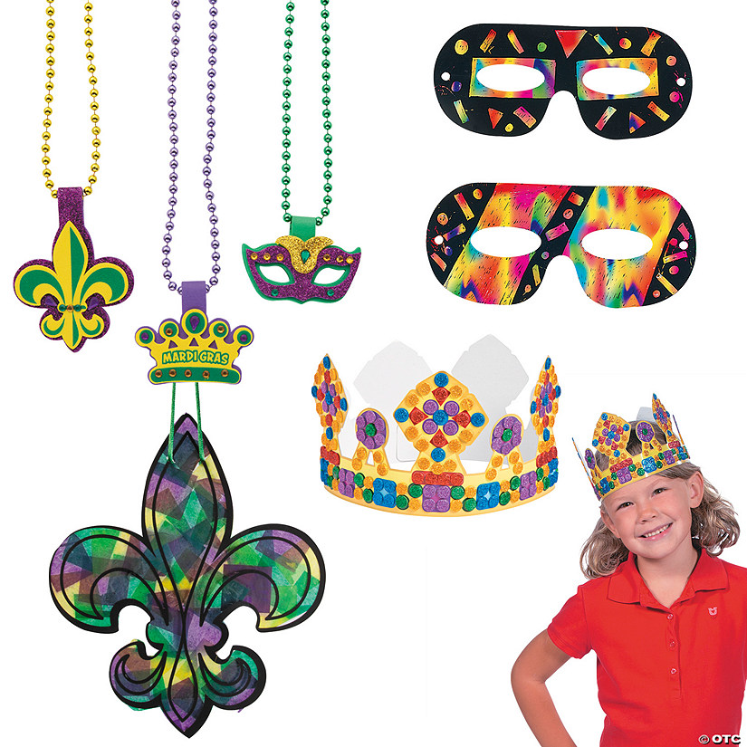 Bulk 60 Pc. Marvelous Mardi Gras Craft Kit Assortment &#8211; Makes 60 Image