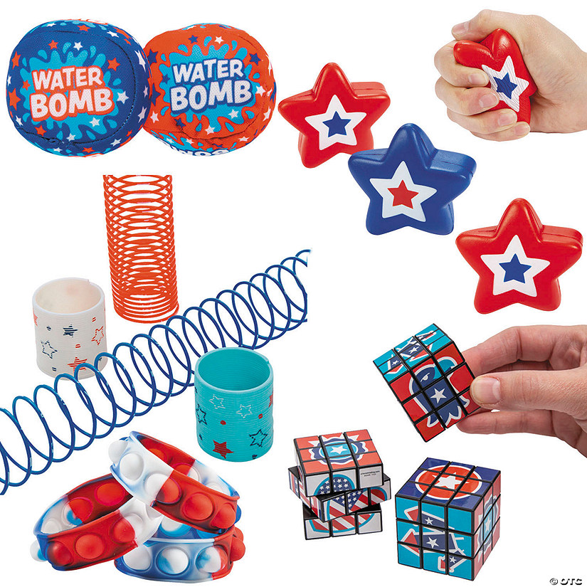 Bulk 60 Pc. Patriotic Sensory Toy Kit Image