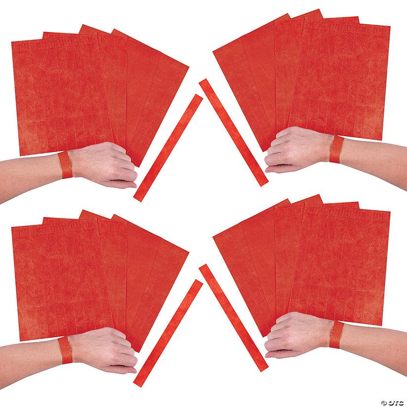 Bulk 600 Pc. Red Self-Adhesive Paper Wristbands Image
