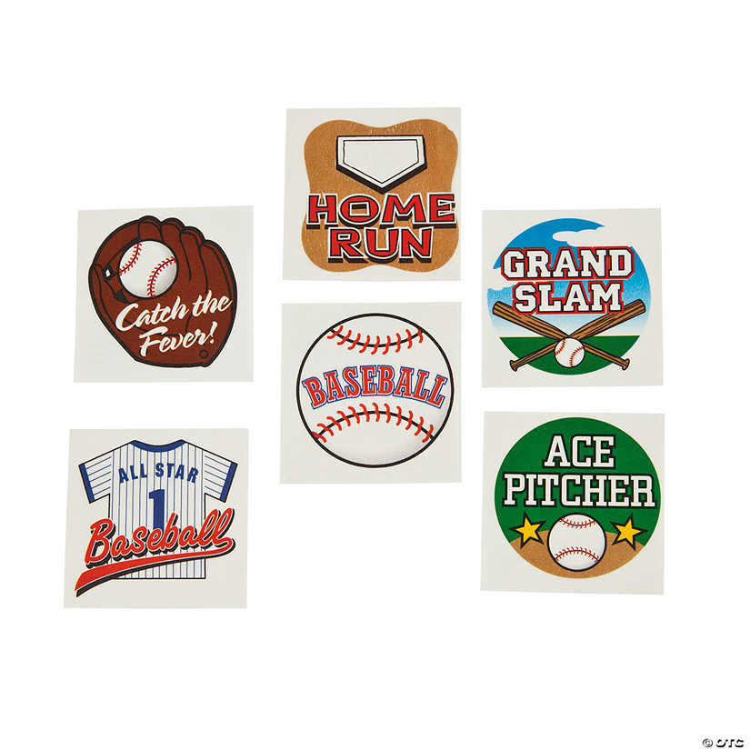 Bulk 72 Pc. Baseball Temporary Tattoos - 72 Pc. Image