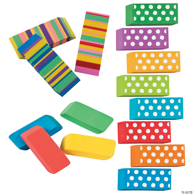 Pencil Top Erasers Bright Colors, 144 Per Pack, 5 Packs | Oriental Trading