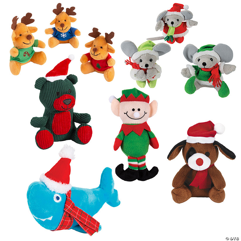 Bulk 72 Pc. Christmas Stuffed Character & Animal Giveaway Kit Image