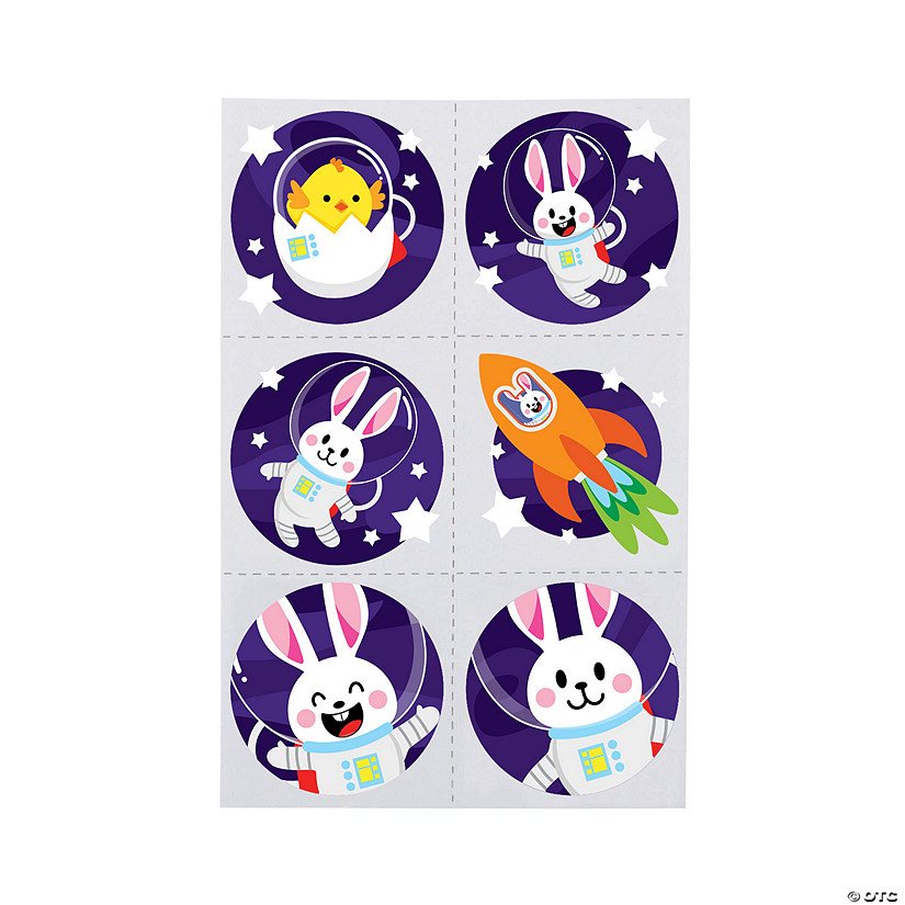 Bulk 72 Pc. Easter Bunny Space Tattoos &#8211; 72 Pc. Image