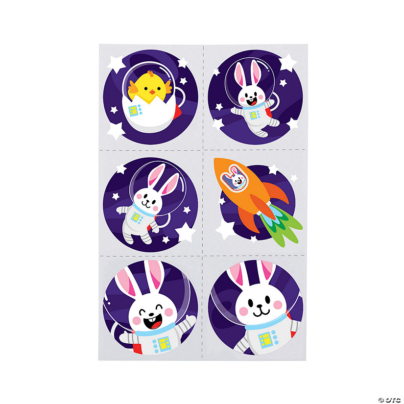 Bulk 72 Pc. Easter Bunny Space Tattoos &amp;#8211; 72 Pc. Image