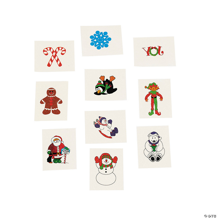 Bulk 72 Pc. Glitter Holiday Temporary Tattoos - 72 Pc. Image