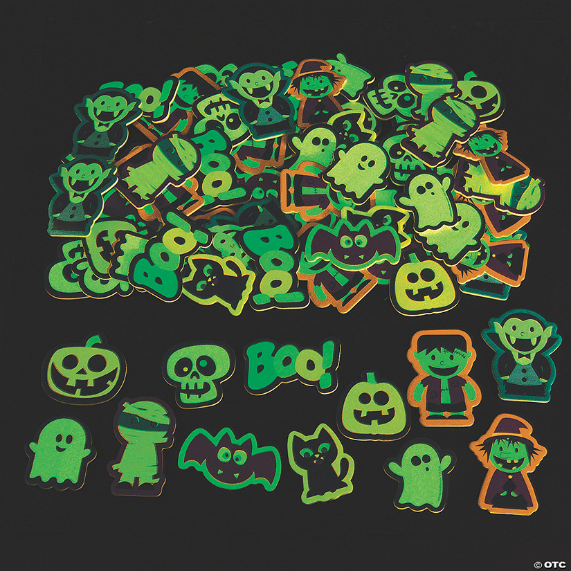 Set of Assorted Spooky Themed Glow Stickers - Halloween Wall Glow