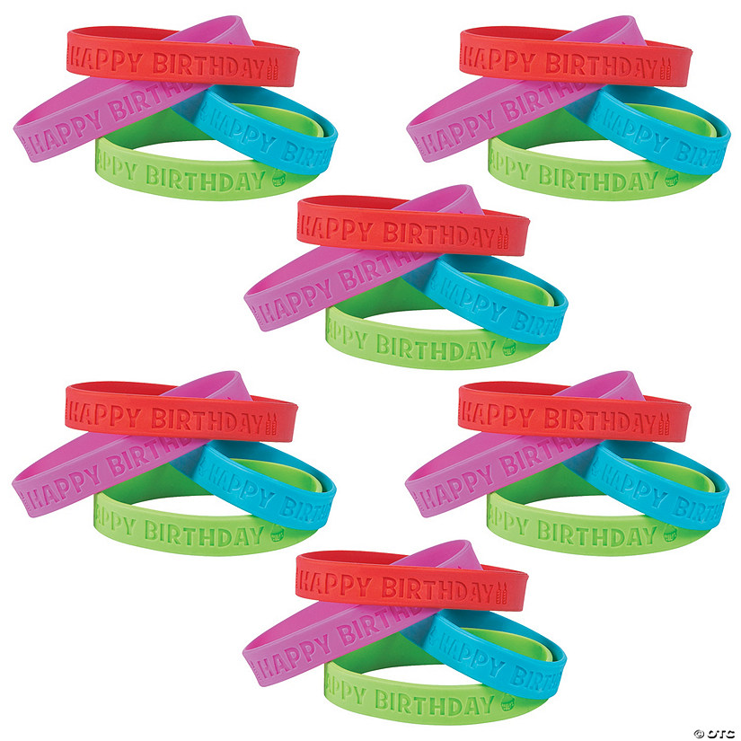 Bulk 72 Pc. Happy Birthday Rubber Bracelets Image