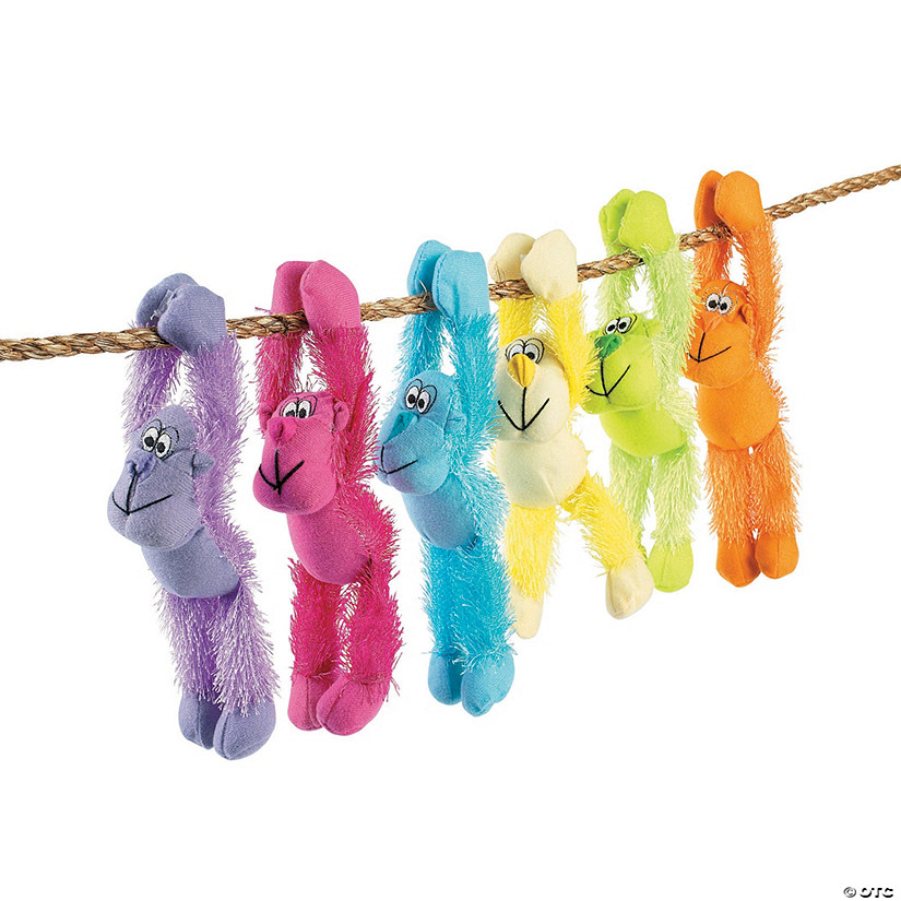 Bulk 72 Pc. Long Arm Neon Stuffed Gorillas Image
