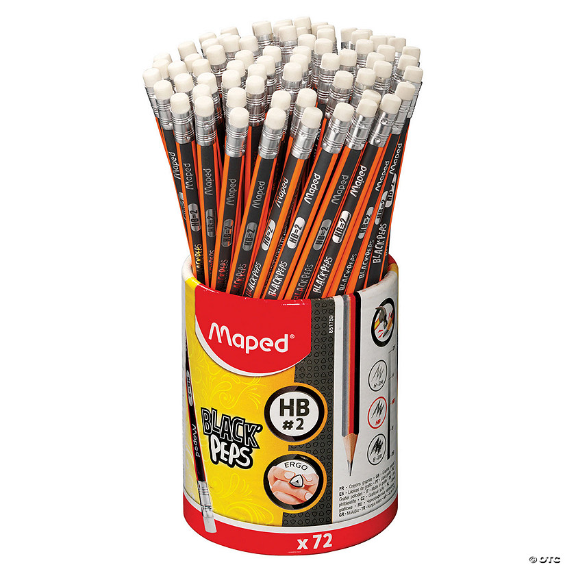 Bulk 72 Pc. Maped Black'Peps Triangular Graphite #2 Pencils School Pack Image