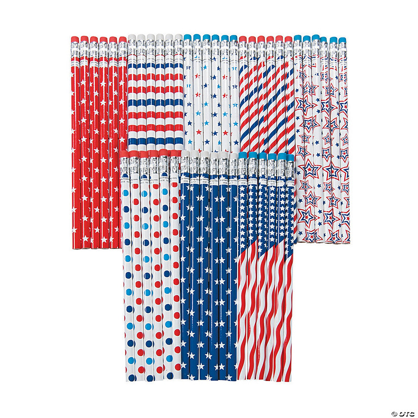 Bulk 72 Pc. Patriotic Patterns Pencil Assortment Image