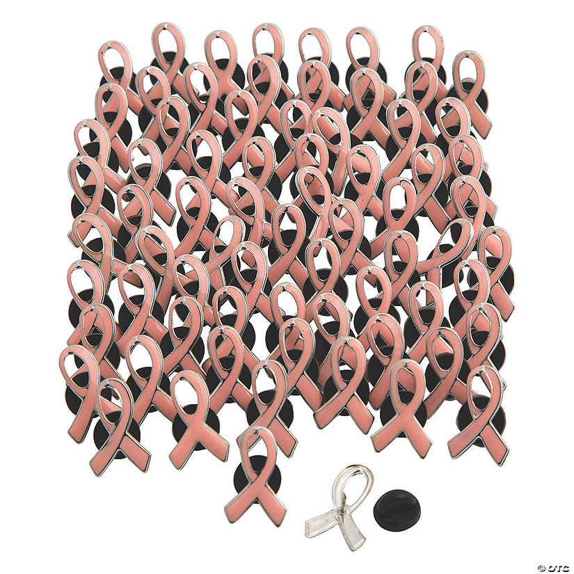 Bulk 72 Pc. Pink Ribbon Pins Image