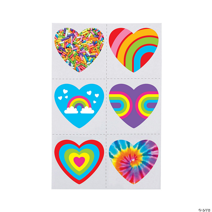 Bulk 72 Pc. Rainbow Heart Temporary Tattoos Image