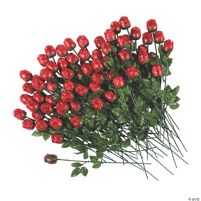 Bulk 72 Pc. Red Foil-Wrapped Chocolate Roses Image