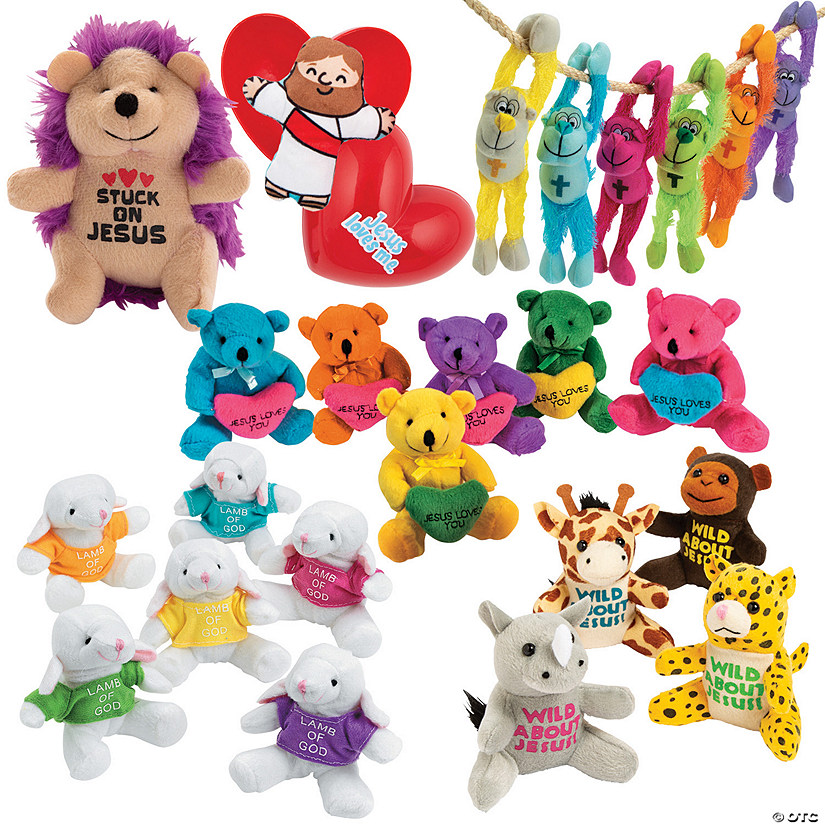 Bulk 72 Pc. Religious Valentine Plush Stuffed Toys Giveaway Kit Image