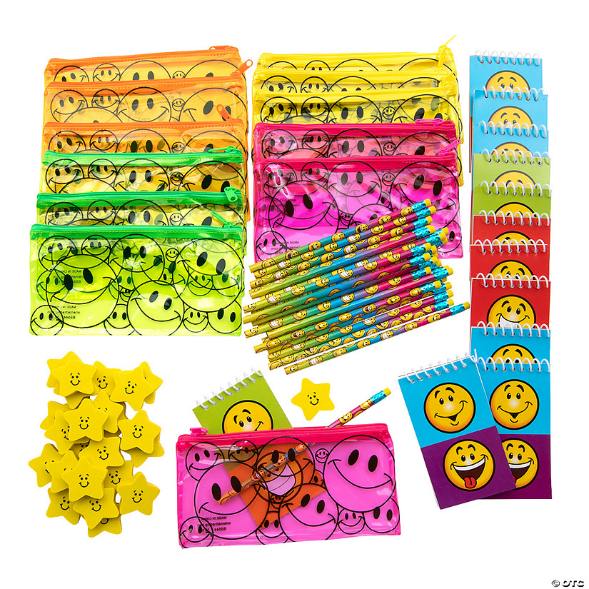 Bulk 72 Pc. Smile Stationery Set with Pencil Case Kit Image