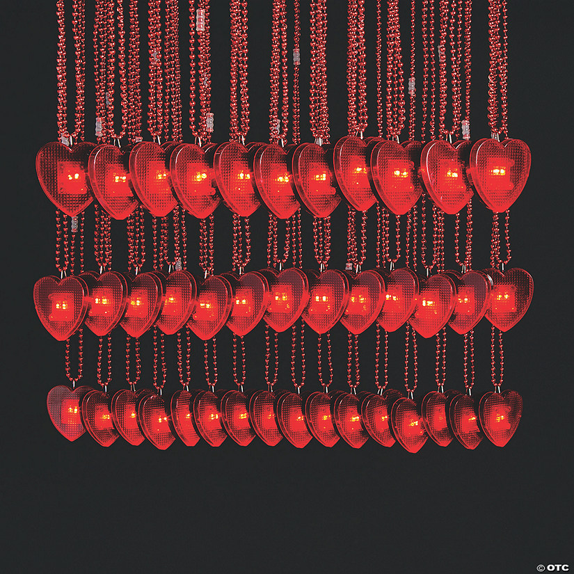 Bulk 72 Pc. Valentine Necklaces with Light-Up Heart Image