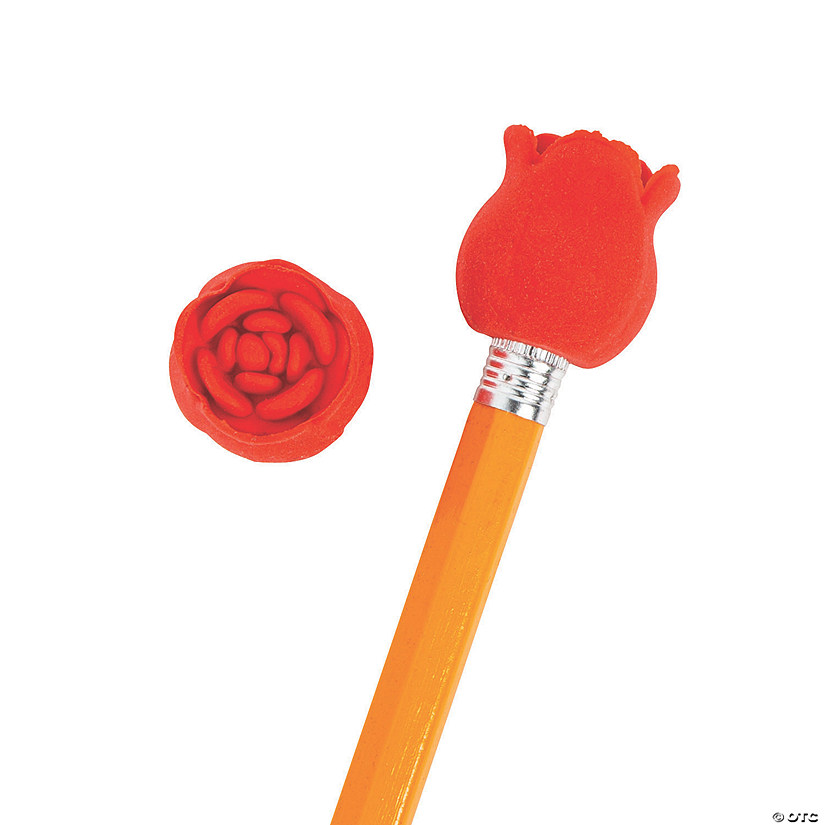 Bulk 72 Pc. Valentine Rose Pencil Top Erasers Image