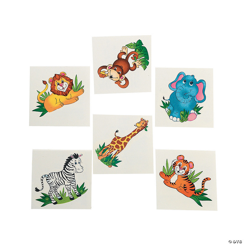 Bulk 72 Pc. Zoo Animal Temporary Tattoos - 72 Pc. Image
