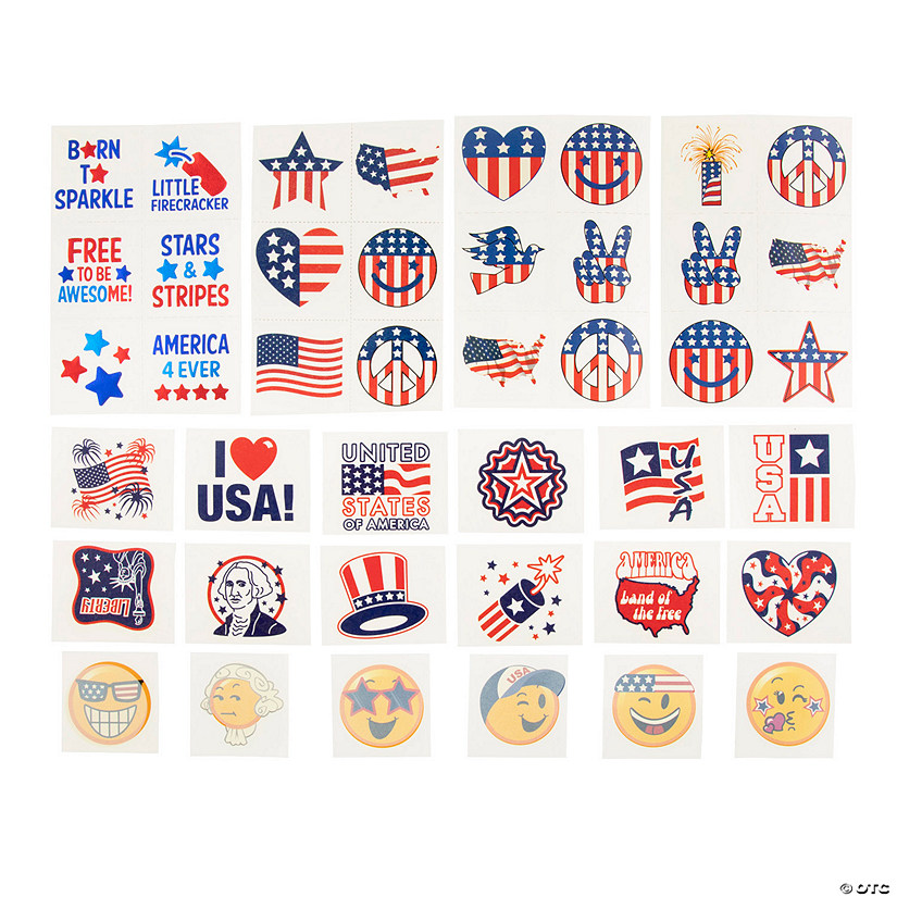 Bulk 720 Pc. Patriotic Tattoo Assortment Kit Image