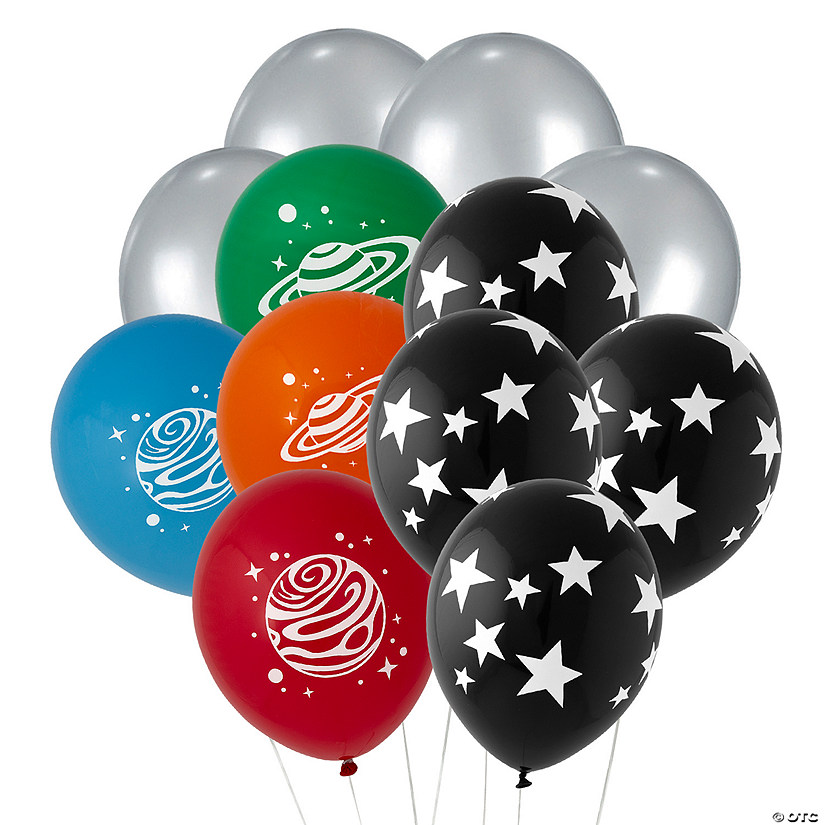 Bulk 73 Pc. Space Party 11" Latex Balloon with Curling Ribbon Kit Image