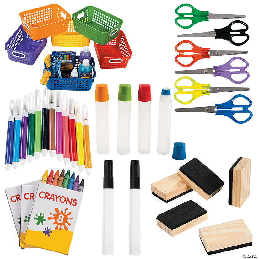 Bulk 78 Pc. School Supplies with Storage Baskets Kit Image