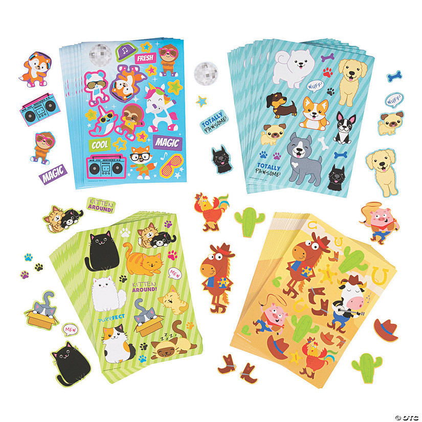 Bulk 96 Pc. Animal Sticker Sheets Assortment Image